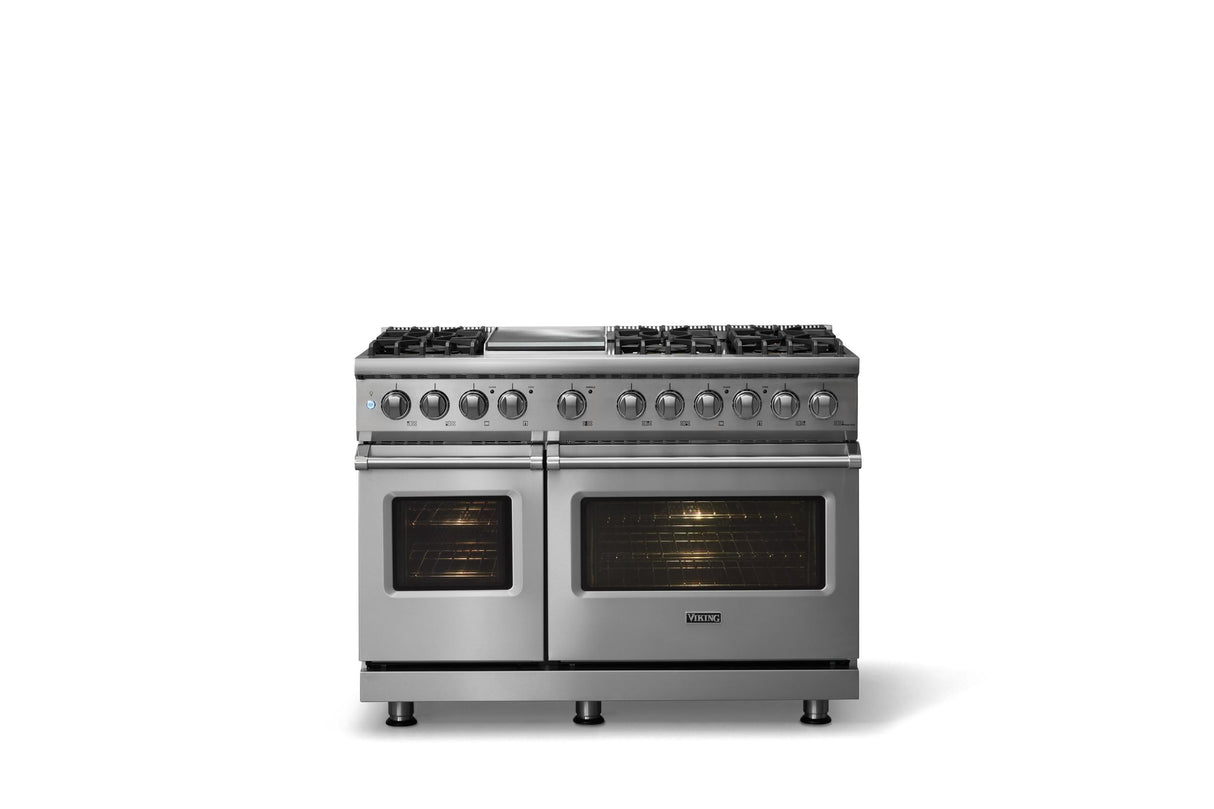 48"W. Dual Fuel Range (Burner: 6g, Finish: Stainless Steel, Trim: Polished Chrome, Fuel: Natural Gas)