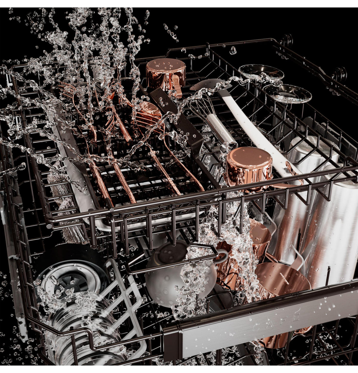 Café™ CustomFit ENERGY STAR Stainless Interior Smart Dishwasher with Ultra Wash Top Rack and LED Lights, 39 dBA in Platinum Glass