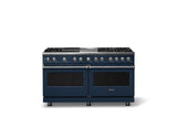 60"W.Dual Fuel Range (Finish: Slate Blue, Trim: Polished Chrome, Fuel: Natural Gas)