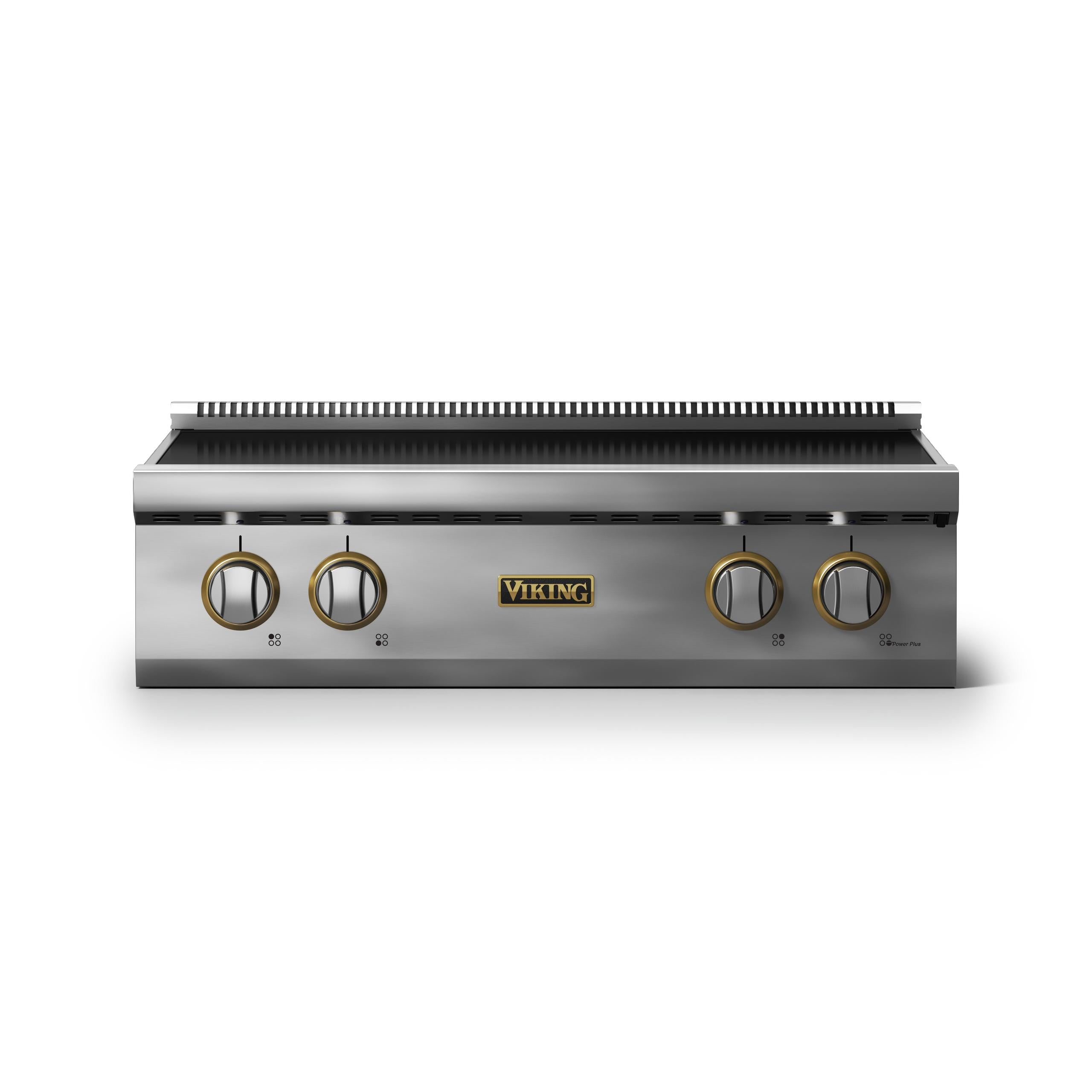 30"W. Induction Rangetop (Finish: Stainless Steel, Trim: Brushed Brass)