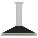 ZLINE 48 in. Autograph Edition Convertible Fingerprint Resistant DuraSnow' Stainless Steel Range Hood with Black Matte Shell and Champagne Bronze Handle (KB4SNZ-BLM48-CB)