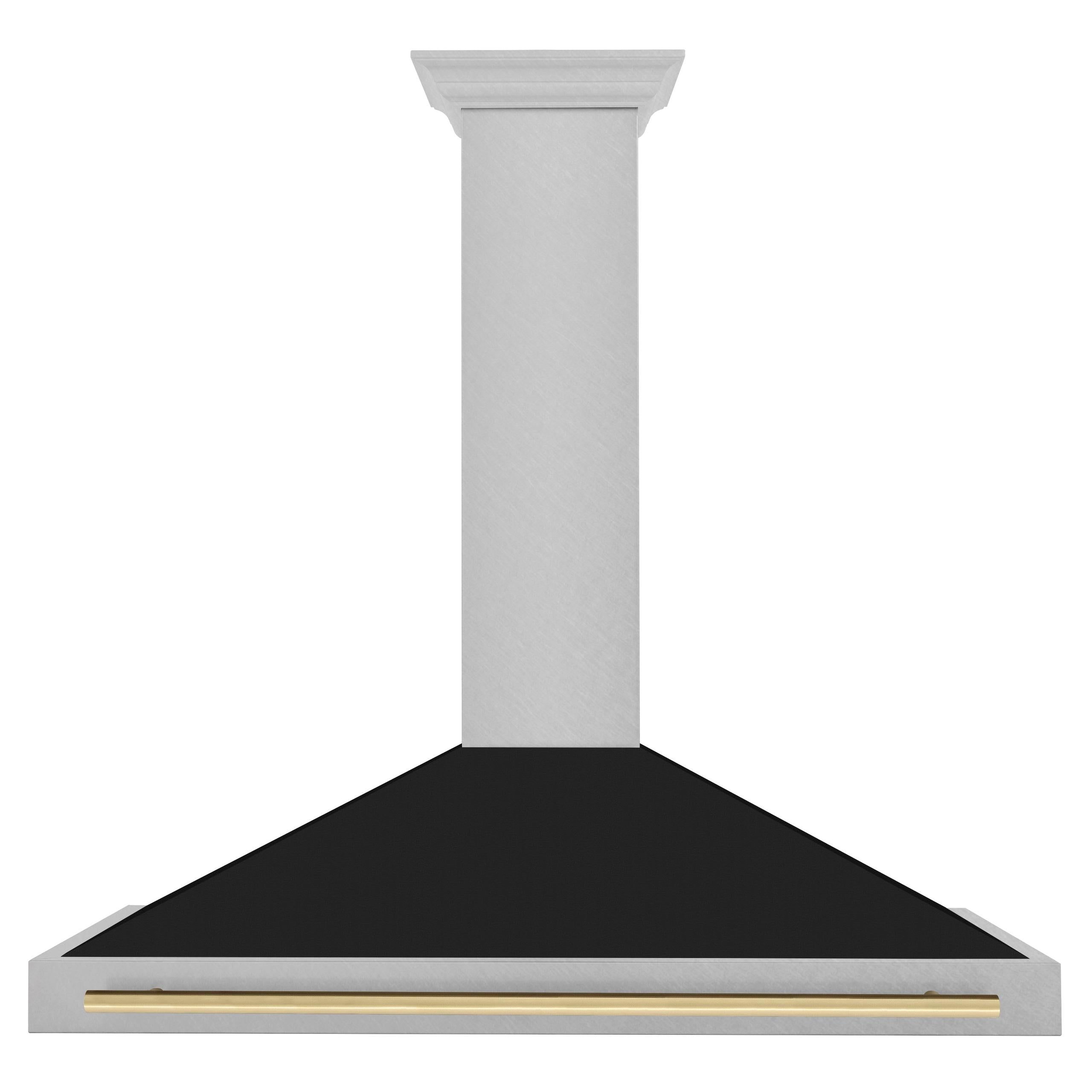 ZLINE 48 in. Autograph Edition Convertible Fingerprint Resistant DuraSnow' Stainless Steel Range Hood with Black Matte Shell and Champagne Bronze Handle (KB4SNZ-BLM48-CB)