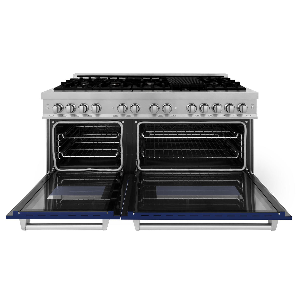 ZLINE 60 in. 7.4 cu. ft. Dual Fuel Range with Gas Stove and Electric Oven in DuraSnow Stainless Steel and Colored Door Options (RAS-60) [Color: DuraSnow Stainless Steel with Red Gloss Door]
