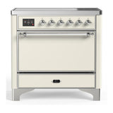 ILVE UMIB36QNR3AWC Majestic III 36 inch Induction Range with 6 Elements, 3.5 cu. ft. Total Oven Capacity (Solid Door, Antique White, Chrome)