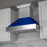 48" Colored Range Hood Shell in Blue Gloss (8654-SH-BG-48)-Shell Only