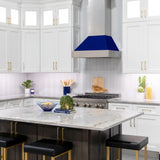 ZLINE Ducted DuraSnow Stainless Steel Range Hood with Blue Gloss Shell (8654BG)