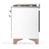 ILVE UMD40FQNR3WHP Majestic III 40 inch Dual Fuel Range with 6 Burners and Griddle, Dual Function Burner up to 25,000 BTU (Natural Gas, Solid Door, White, Copper)