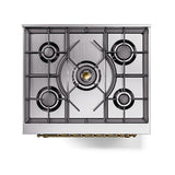 ILVE UN30NMPBUGLP Nostalgie II Noblesse 30 inch Dual Fuel Range (Liquid Propane, Triple Glass Door, Burgundy, Brass)