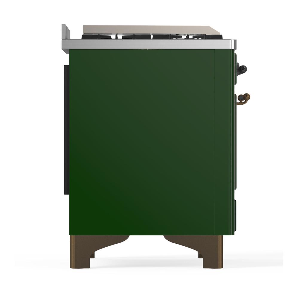 ILVE UM48FNR3EGBLP Majestic III 48 inch Dual Fuel Range with 8 Burners and Griddle, Dual Function Burner up to 25,000 BTU (Liquid Propane, Triple Glass Door, Emerald Green, Burnished)