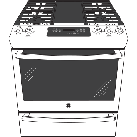 GE® 30" Slide-In Front-Control Convection Gas Range