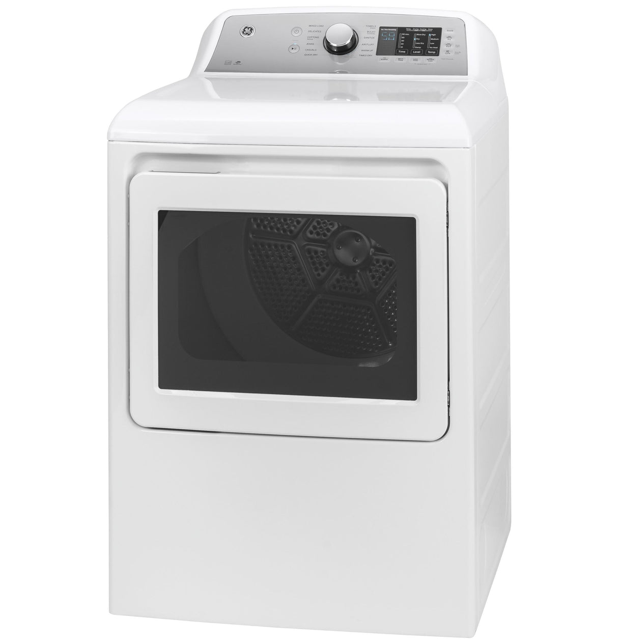 GE® ENERGY STAR® 7.4 cu. ft. Capacity aluminized alloy drum Gas Dryer with Sanitize Cycle and Sensor Dry