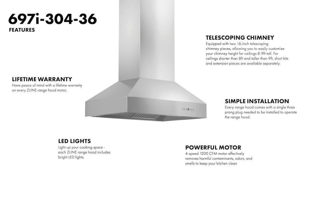 ZLINE Outdoor Approved Island Mount Range Hood in Stainless Steel (697i-304)