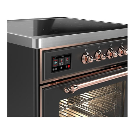 ILVE UMIB30NR3MGP Majestic III 30 inch Induction Range with 4 Elements, 4 cu. ft. Oven Capacity (Triple Glass Door, Graphite Matte, Copper)
