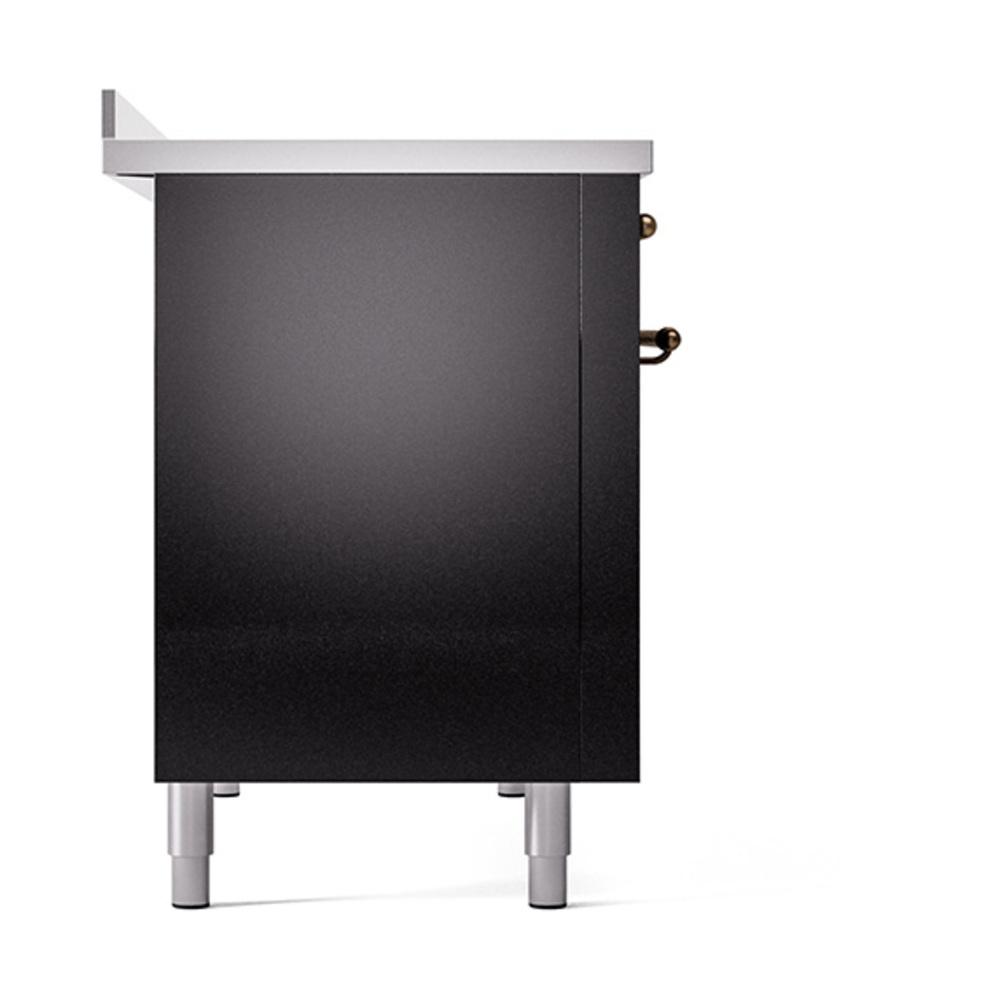 ILVE UNI486QNMPBKB Nostalgie II Noblesse 48 inch Induction Range (Solid Door, Glossy Black, Burnished)