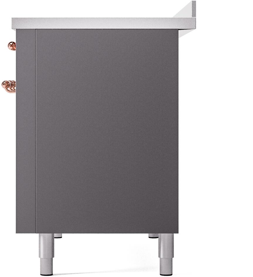 Nostalgie II 48 Inch Electric Freestanding Range in Matte Graphite with Copper Trim