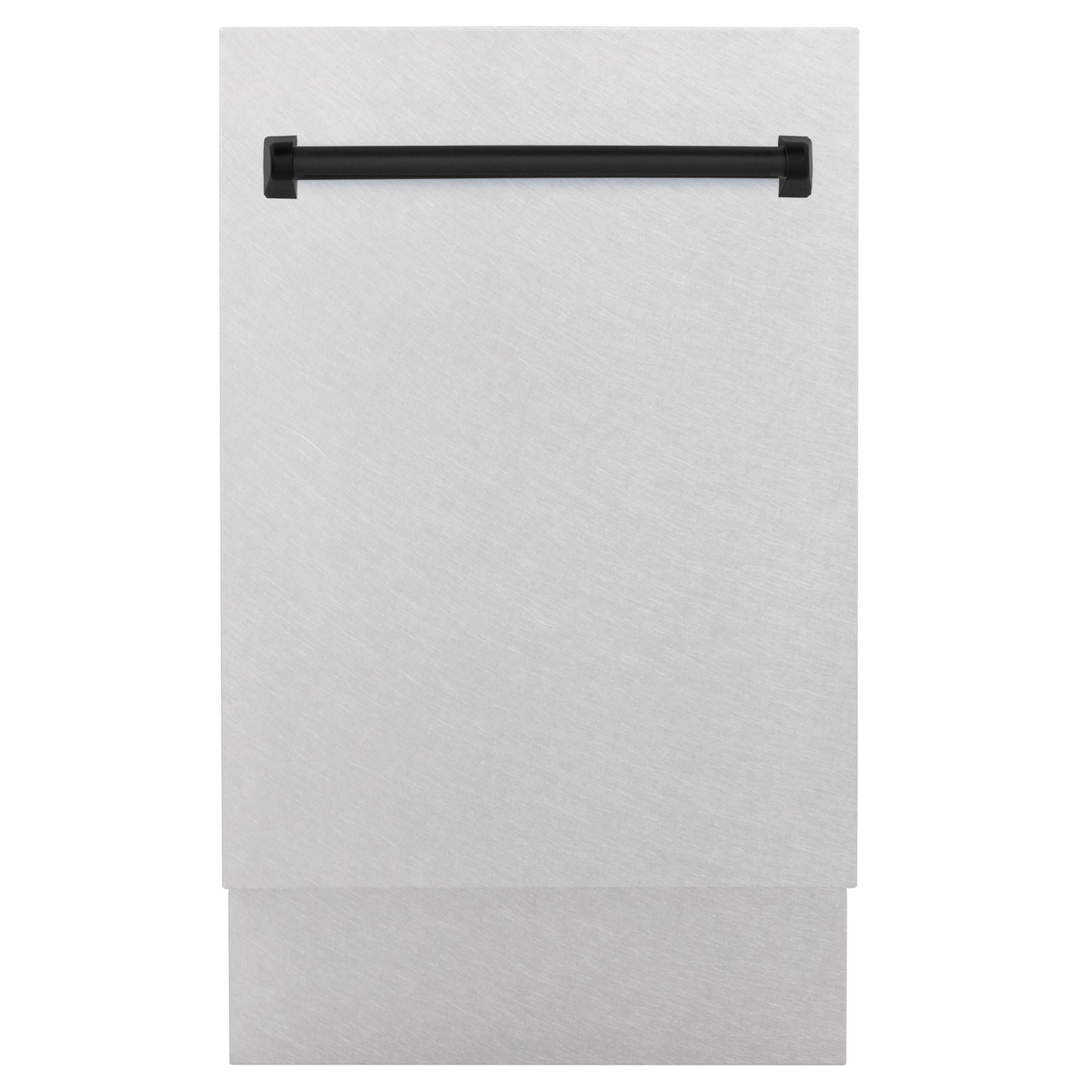ZLINE Autograph Edition 18" Compact 3rd Rack Top Control Dishwasher in DuraSnow Stainless Steel with Accent Handle, 51dBa (DWVZ-SN-18) [Color: Matte Black]