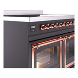 ILVE UNDI406NMPMGP Nostalgie II Noblesse 40 inch Induction Range (Triple Glass Door, Graphite Matte, Copper)