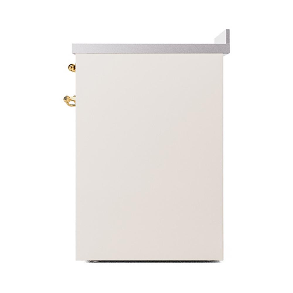 ILVE UNI304QNMPAWG Nostalgie II Noblesse 30 inch Induction Range (Solid Door, Antique White, Brass)