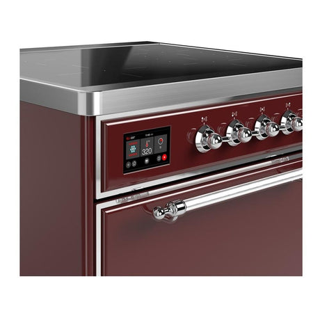 ILVE UMIB30QNR3BUC Majestic III 30 inch Induction Range with 4 Elements, 4 cu. ft. Oven Capacity (Solid Door, Burgundy, Chrome)
