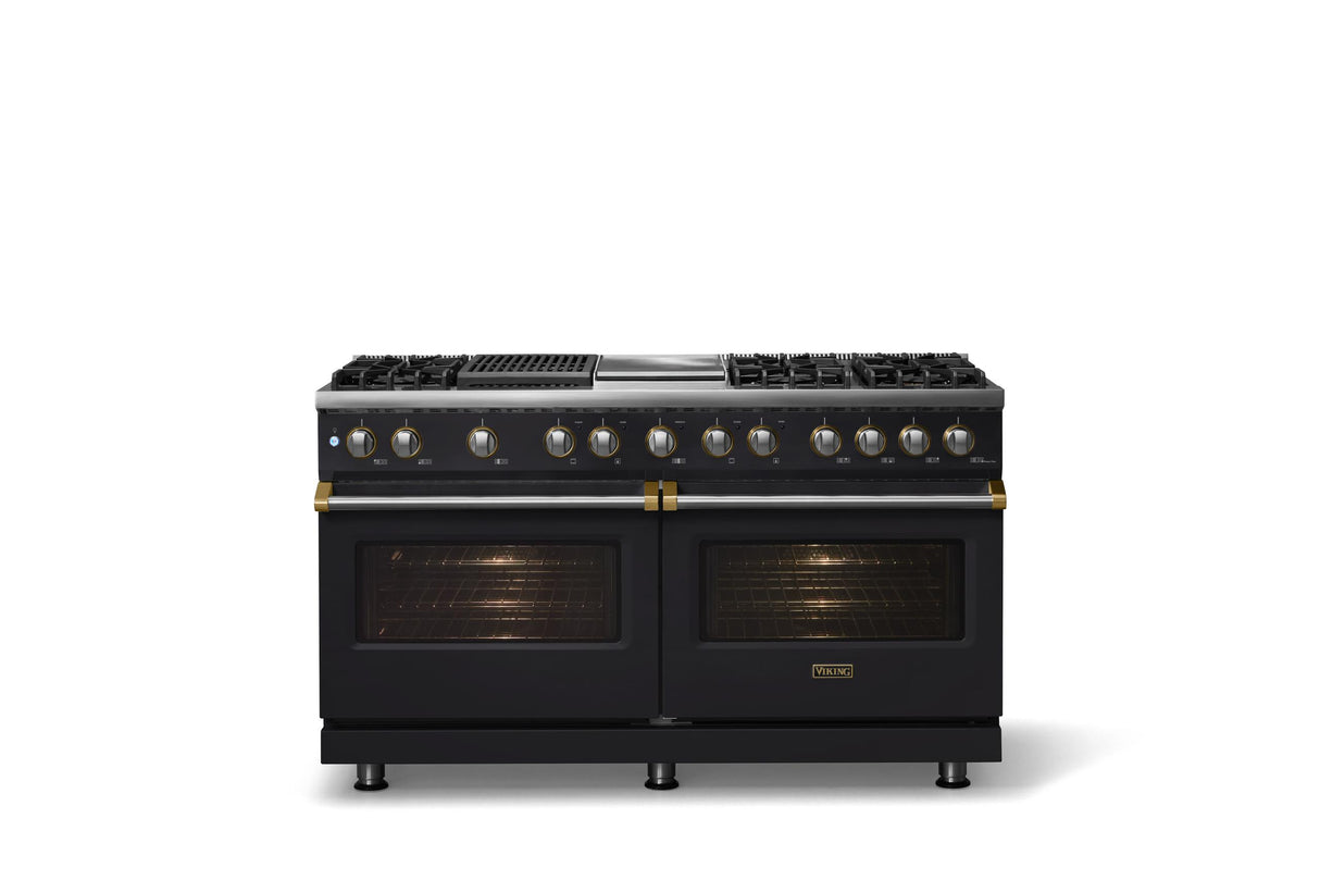 60"W.Dual Fuel Range (Finish: Onyx, Trim: Polished Chrome, Fuel: Propane)