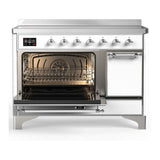 ILVE UMIB48QNR3WHC Majestic III 48 inch Induction Range with 6 Elements, 5.02 cu. ft. Total Oven Capacity (Solid Door, White, Chrome)
