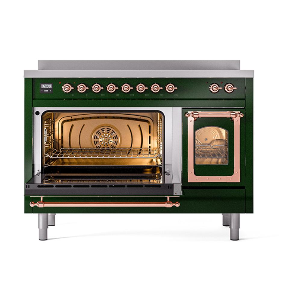 ILVE UNI486NMPEGP Nostalgie II Noblesse 48 inch Induction Range (Triple Glass Door, Emerald Green, Copper)