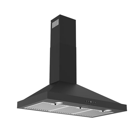 36 Inch Wall Mounted Chimney Range Hood With 350 Cfm In Black