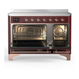 ILVE UMIB48NR3BUP Majestic III 48 inch Induction Range with 6 Elements, 5.02 cu. ft. Total Oven Capacity (Triple Glass Door, Burgundy, Copper)