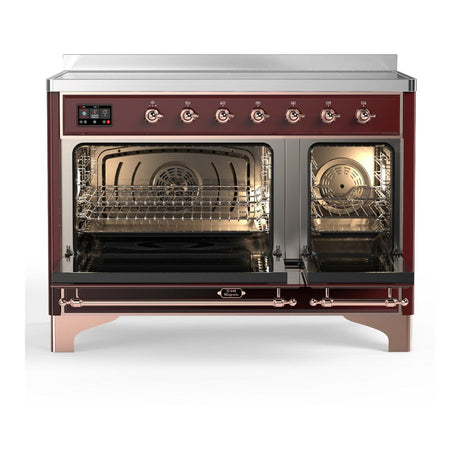 ILVE UMIB48NR3BUP Majestic III 48 inch Induction Range with 6 Elements, 5.02 cu. ft. Total Oven Capacity (Triple Glass Door, Burgundy, Copper)