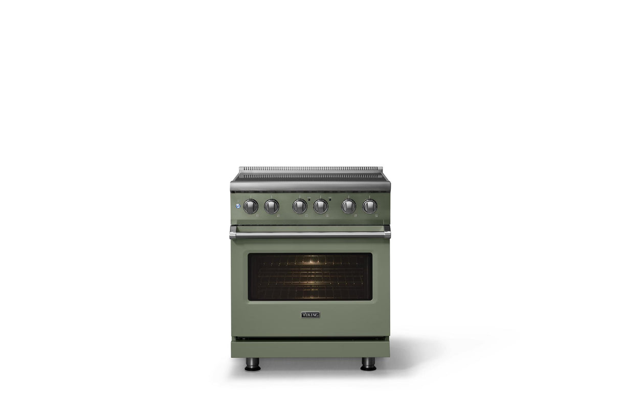 30"W. Induction Range (Finish: Eucalyptus, Trim: Polished Chrome)