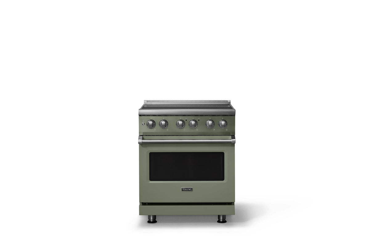 30"W. Induction Range (Finish: Eucalyptus, Trim: Polished Chrome)