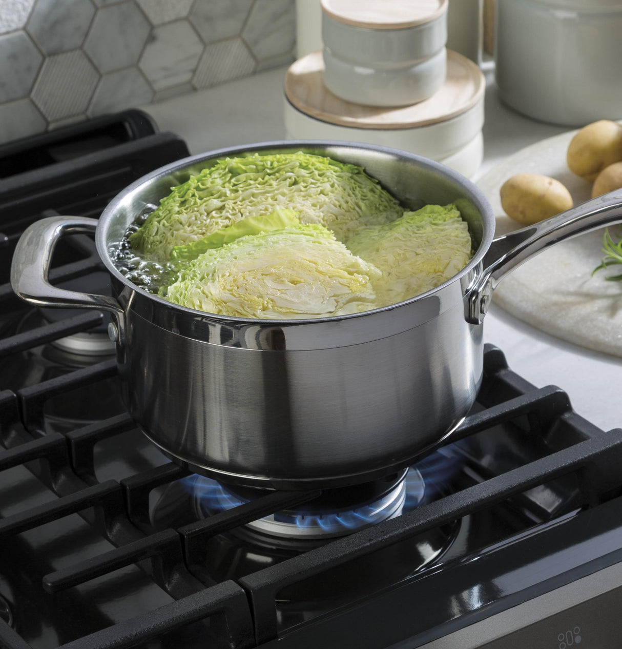 GE Profile™ 30" Smart Slide-In Front-Control Gas Double Oven Convection Range