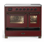ILVE UMDIB40NR3BUB Majestic III 40 inch Induction Range with 6 Elements, 3.82 cu. ft. Total Oven Capacity (Triple Glass Door, Burgundy, Burnished)