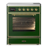 ILVE UMIB30NR3EGG Majestic III 30 inch Induction Range with 4 Elements, 4 cu. ft. Oven Capacity (Triple Glass Door, Emerald Green, Brass)
