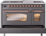 Nostalgie II 48 Inch Dual Fuel Liquid Propane Freestanding Range in Matte Graphite with Copper Trim