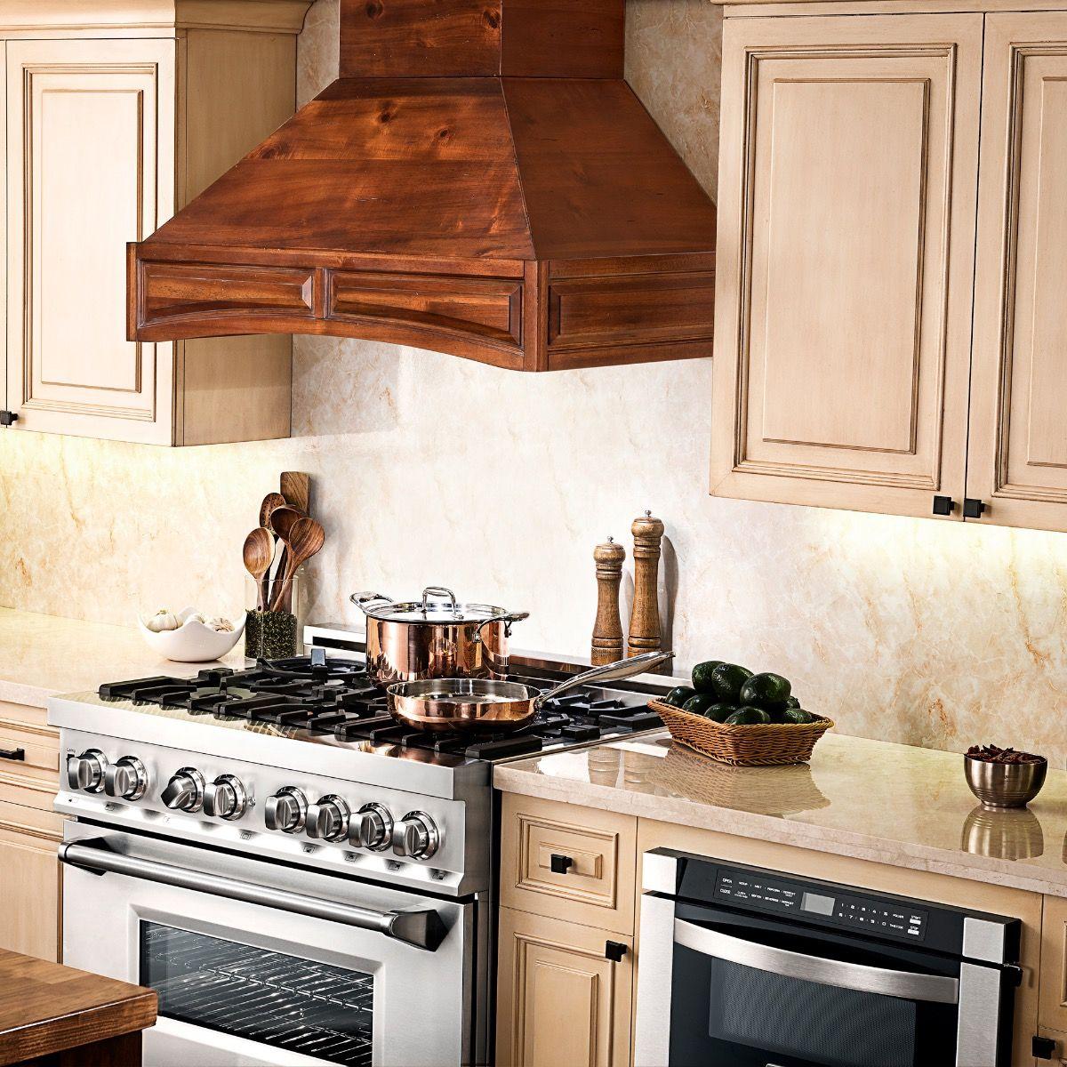 ZLINE 36 in. Wooden Wall Mount Range Hood in Walnut - Includes Remote Motor