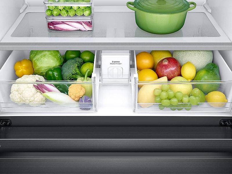 22 cu. ft. Family Hub™ Counter Depth 4-Door French Door Refrigerator in Black Stainless Steel