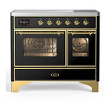 ILVE UMDIB40NR3BKG Majestic III 40 inch Induction Range with 6 Elements, 3.82 cu. ft. Total Oven Capacity (Triple Glass Door, Glossy Black, Brass)