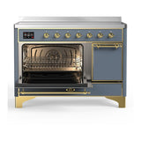 ILVE UMIB48QNR3BGG Majestic III 48 inch Induction Range with 6 Elements, 5.02 cu. ft. Total Oven Capacity (Solid Door, Blue Grey, Brass)
