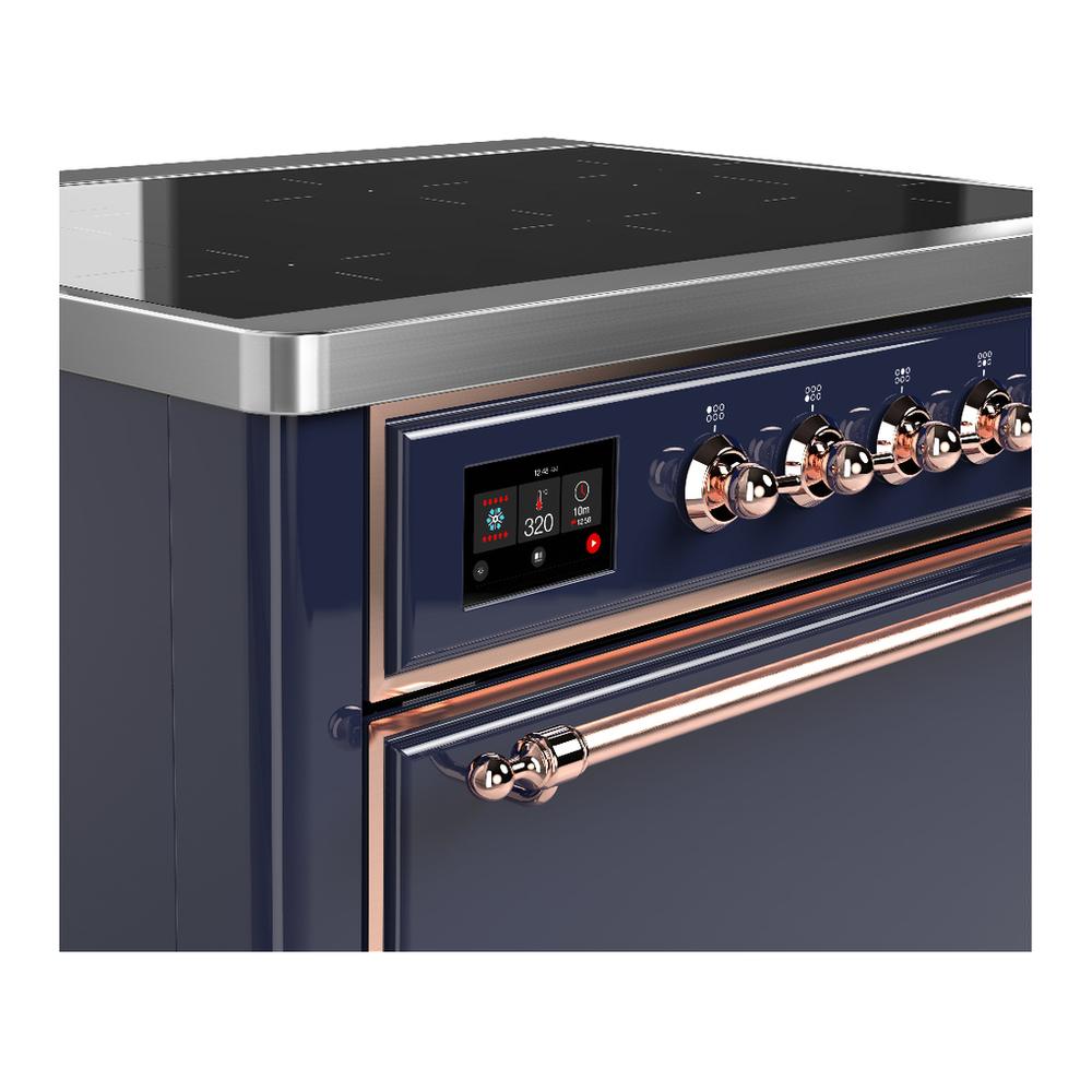 ILVE UMIB36QNR3MBP Majestic III 36 inch Induction Range with 6 Elements, 3.5 cu. ft. Total Oven Capacity (Solid Door, Midnight Blue, Copper)