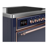 ILVE UMIB36QNR3MBP Majestic III 36 inch Induction Range with 6 Elements, 3.5 cu. ft. Total Oven Capacity (Solid Door, Midnight Blue, Copper)