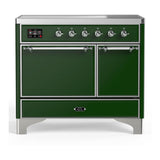 ILVE UMDIB40QNR3EGC Majestic III 40 inch Induction Range with 6 Elements, 3.82 cu. ft. Total Oven Capacity (Solid Door, Emerald Green, Chrome)