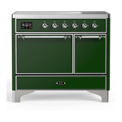 ILVE UMDIB40QNR3EGC Majestic III 40 inch Induction Range with 6 Elements, 3.82 cu. ft. Total Oven Capacity (Solid Door, Emerald Green, Chrome)