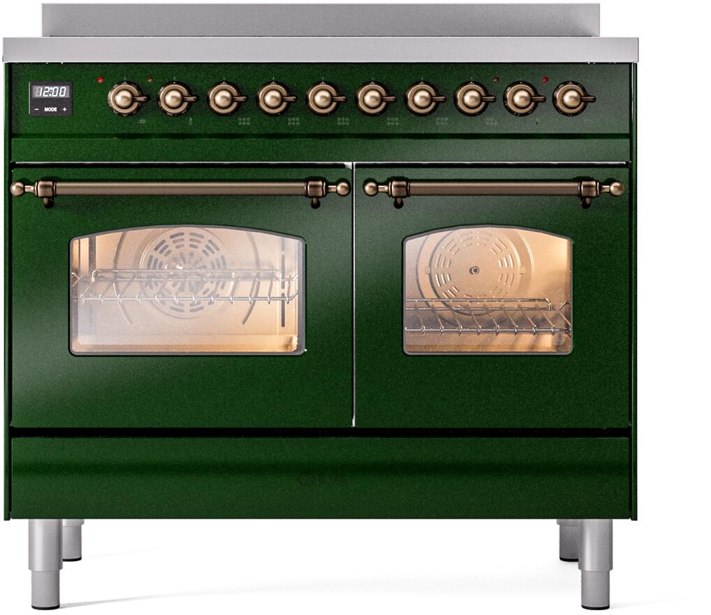 Nostalgie II 40 Inch Electric Freestanding Range in Emerald Green with Bronze Trim