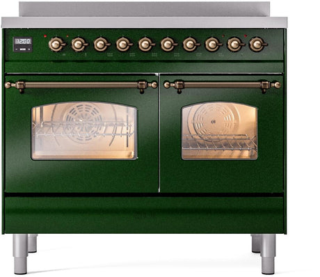 Nostalgie II 40 Inch Electric Freestanding Range in Emerald Green with Bronze Trim