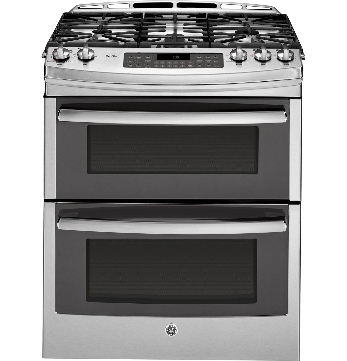 GE Profile™ Series 30" Slide-In Front Control Double Oven Gas Range