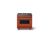 36"W. Dual Fuel Range (Burner: 6b, Finish: Spiced Cider, Trim: Brushed Brass, Fuel: Propane)