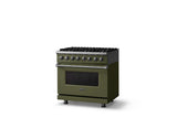 36"W. Dual Fuel Range (Burner: 6b, Finish: Martini, Trim: Polished Chrome, Fuel: Natural Gas)