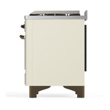 ILVE UM48FNR3AWB Majestic III 48 inch Dual Fuel Range with 8 Burners and Griddle, Dual Function Burner up to 25,000 BTU (Natural Gas, Triple Glass Door, Antique White, Burnished)