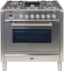 Professional Plus 36 Inch Dual Fuel Liquid Propane Freestanding Range in Stainless Steel with Chrome Trim